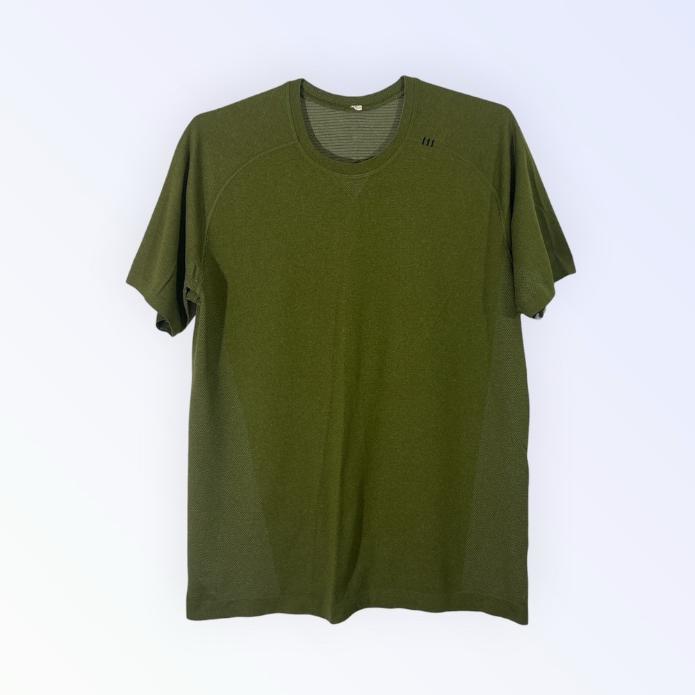 Lululemon Metal Vent Tech Short Sleeve Green T-Shirt Stretch Your Head Men Large